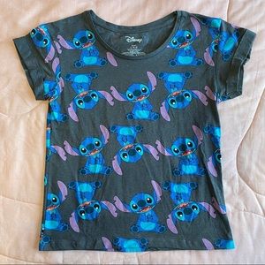 stitch dark gray t-shirt all over print NWOT disney